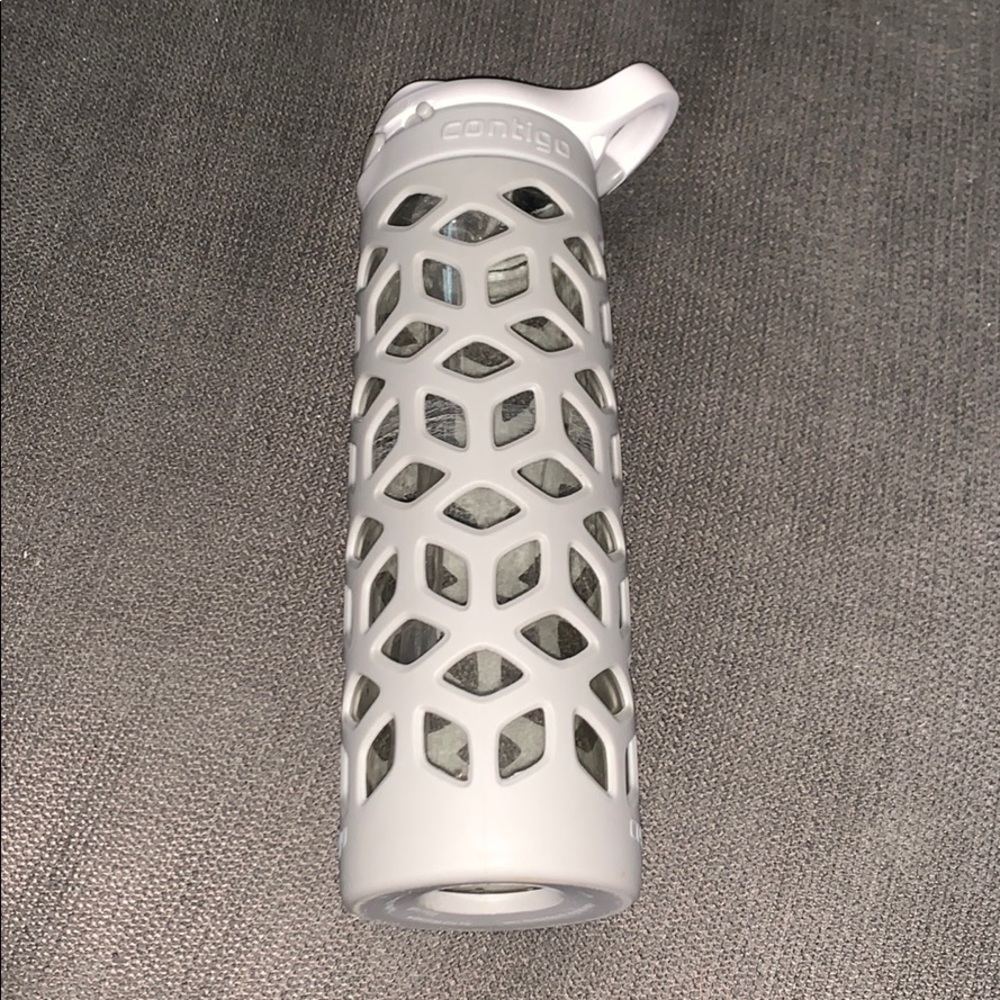 Gray glass water bottle